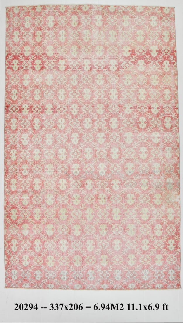 6'9'' x 11'0'' Turkish Vintage Runner Rug - 20294: Title: 6'9'' x 11'0'' Turkish Vintage Runner Rug - 20294 Description:6'9'' x 11'0'' Turkish Vintage Runner Rug - 20294 Origin:Turkiye Date/Period:1960-90 Materials:Wool,Cotton Dimension:6'9''x11'0'' f