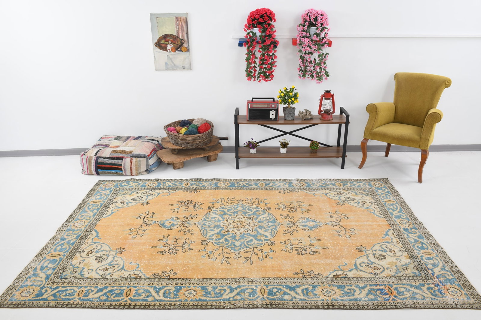 6'1'' x 9'5'' Handmade Vintage Wool Rug - 6881 - 2