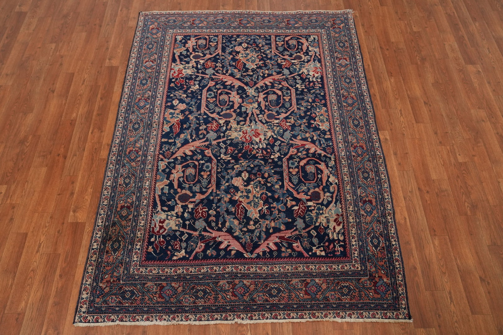 Antique Vegetable Dye Sarouk Farahan Persian Rug 5x6 - 2