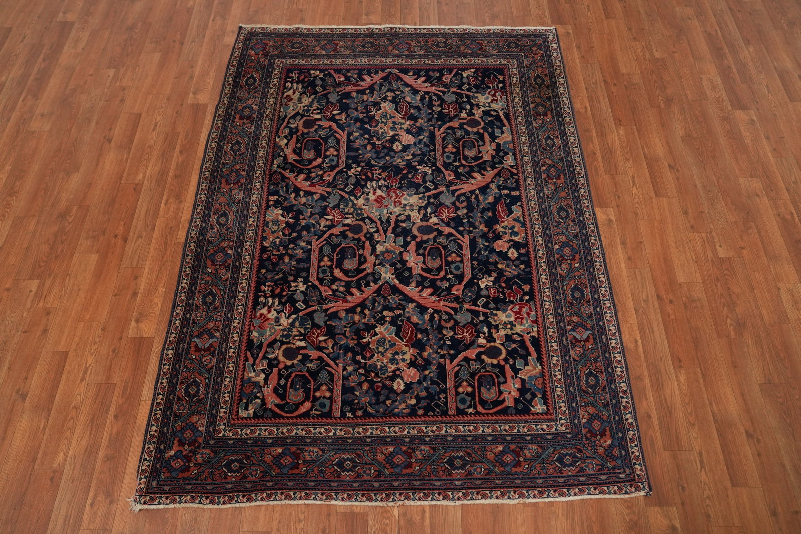 Antique Vegetable Dye Sarouk Farahan Persian Rug 5x6 - 4