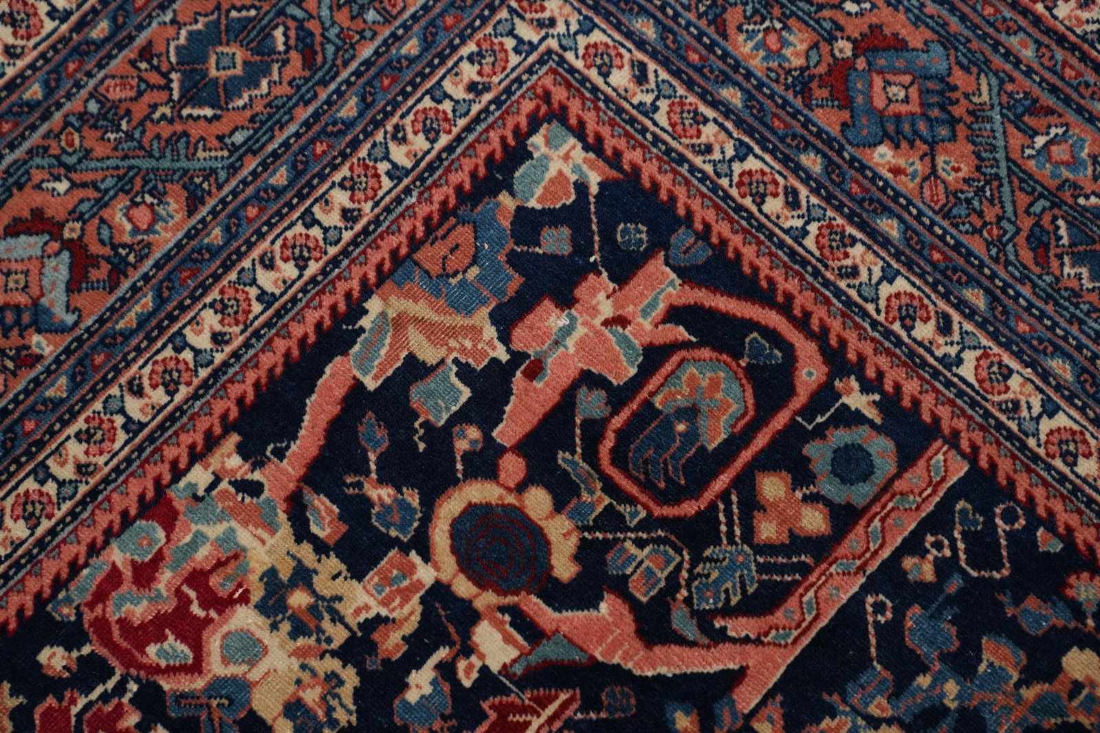 Antique Vegetable Dye Sarouk Farahan Persian Rug 5x6 - 7
