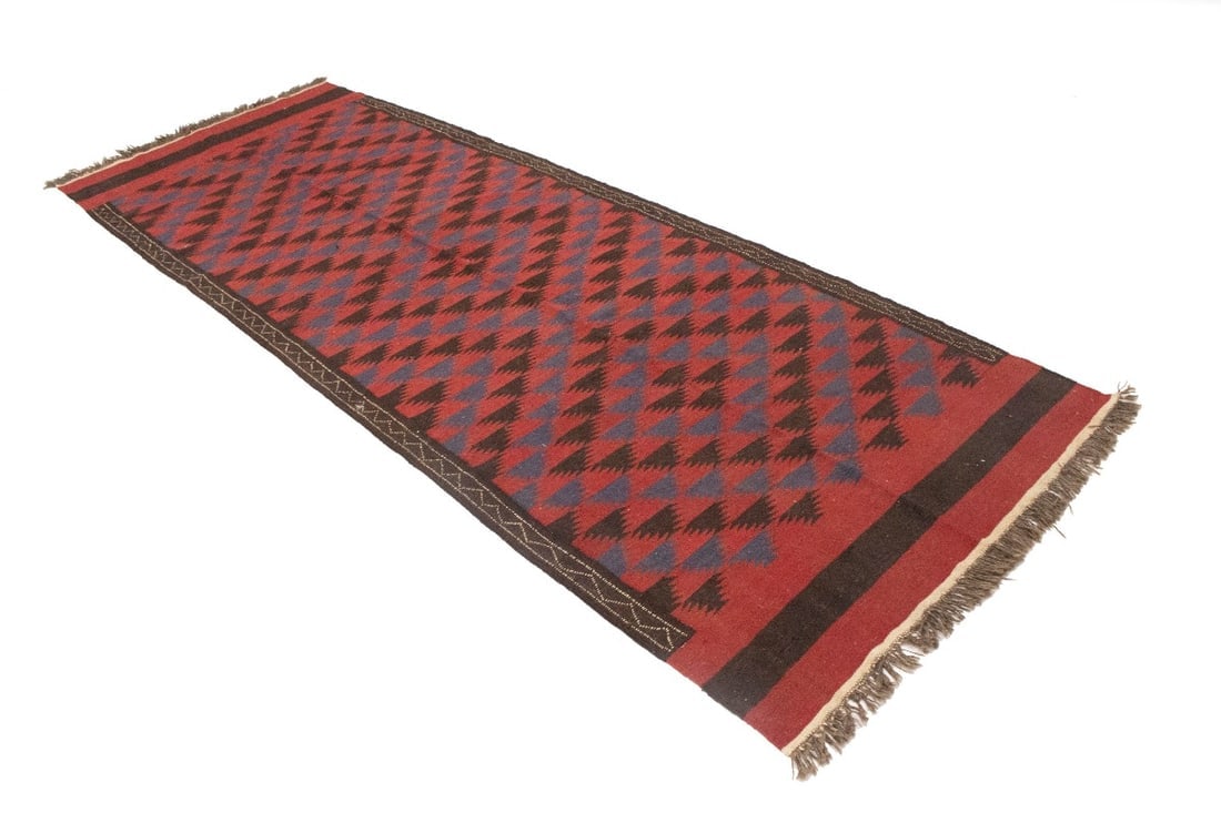 Vintage Tribal Red 4'7X12'6 Kilim Persian Runner Rug - 4