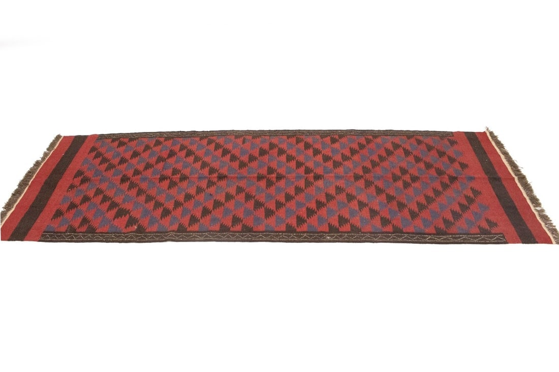 Vintage Tribal Red 4'7X12'6 Kilim Persian Runner Rug - 5