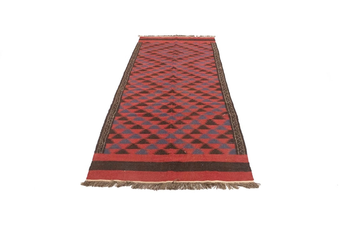 Vintage Tribal Red 4'7X12'6 Kilim Persian Runner Rug - 6