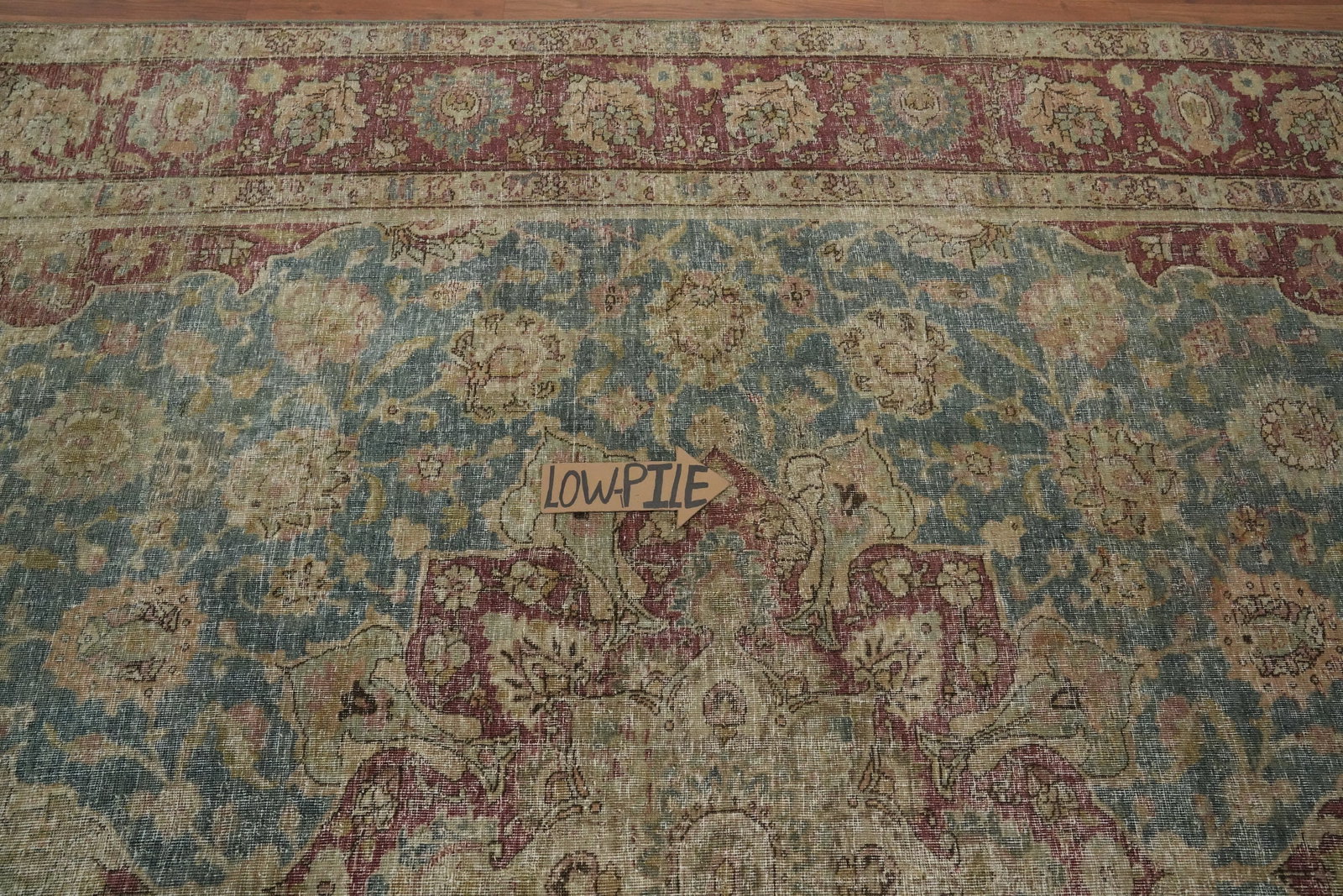 Antique Aqua Vegetable Dye Tabriz Persian Area Rug 8x11 - 12