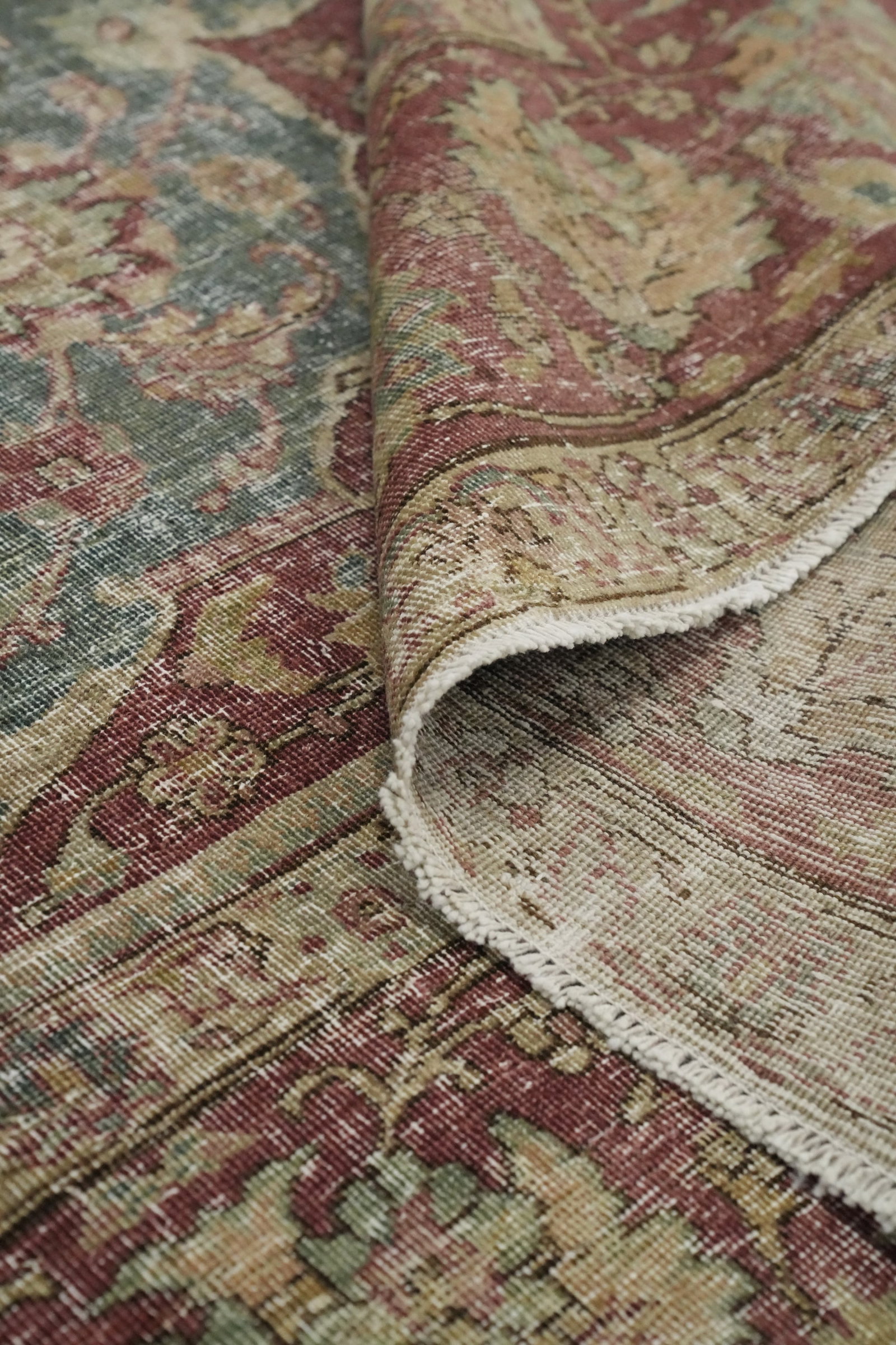 Antique Aqua Vegetable Dye Tabriz Persian Area Rug 8x11 - 14