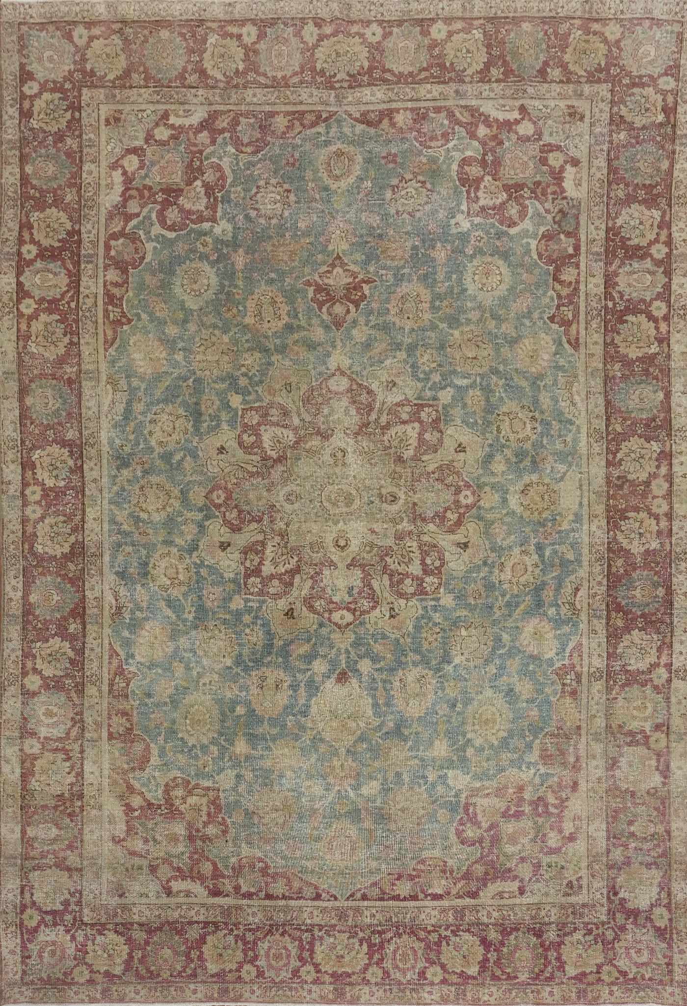 Antique Aqua Vegetable Dye Tabriz Persian Area Rug 8x11: Title: Antique Aqua Vegetable Dye Tabriz Persian Area Rug 8x11 Description:A Beautiful Genuine Iran ( Persia ) Tabriz rug is Hand Knotted by skillful weavers in Iran ( Persia ) with