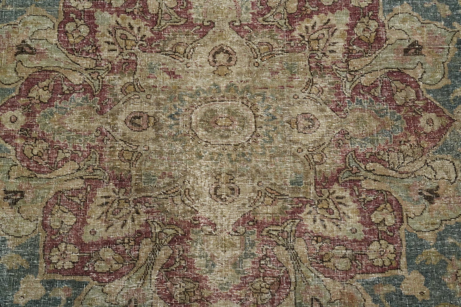 Antique Aqua Vegetable Dye Tabriz Persian Area Rug 8x11 - 5