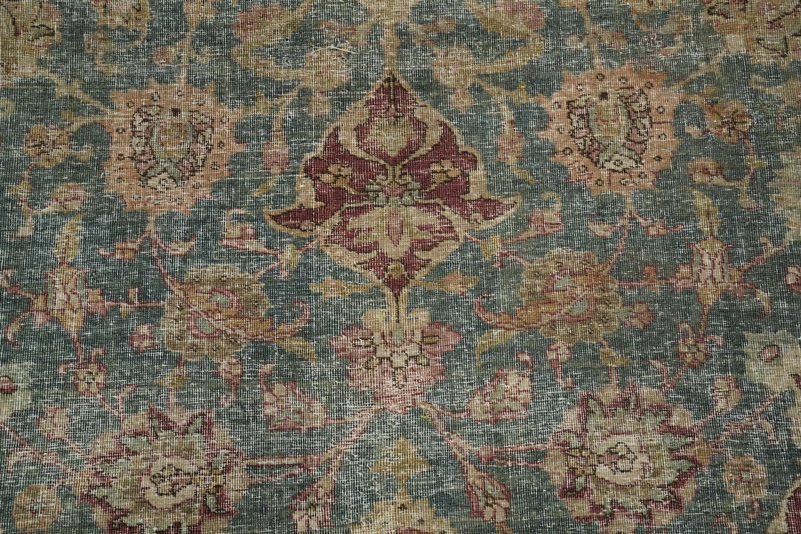Antique Aqua Vegetable Dye Tabriz Persian Area Rug 8x11 - 6
