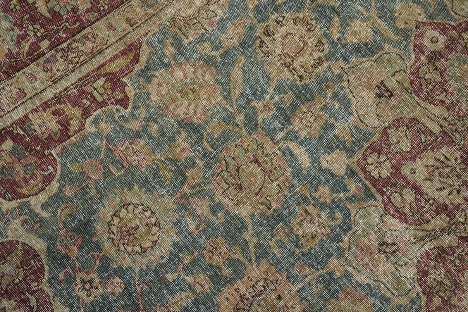 Antique Aqua Vegetable Dye Tabriz Persian Area Rug 8x11 - 7