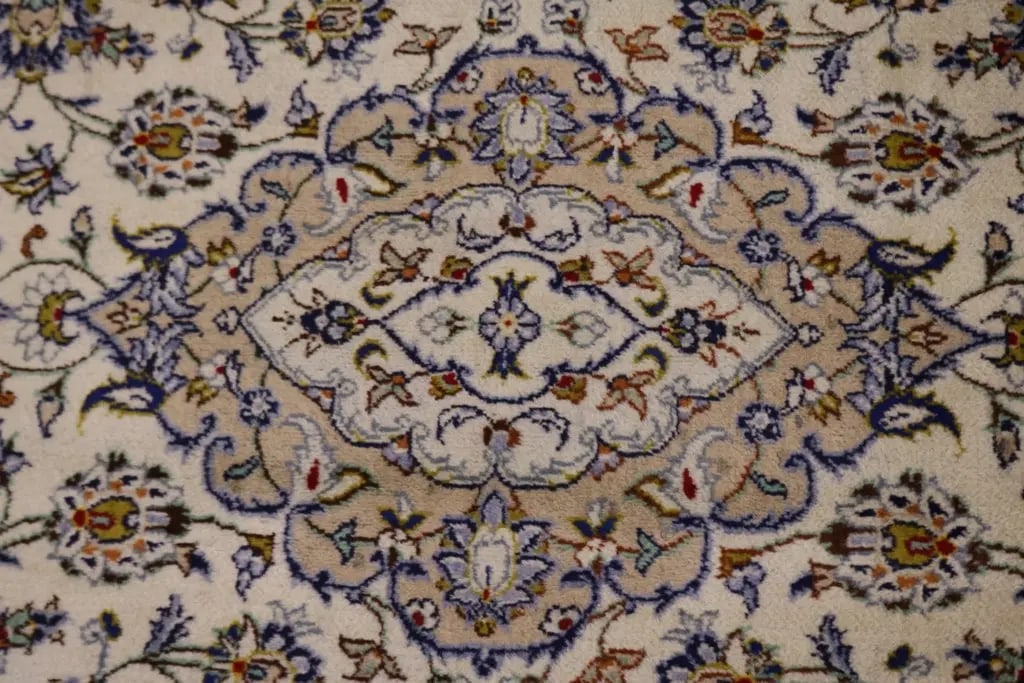 Vintage Cream 7X10 Traditional Kashan Persian Rug - 6