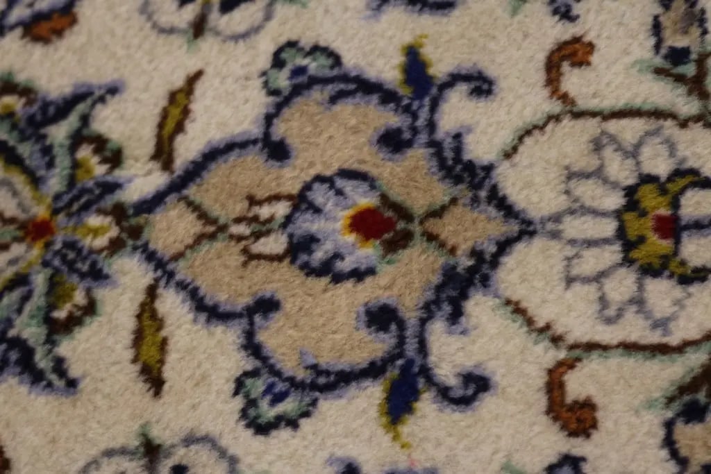 Vintage Cream 7X10 Traditional Kashan Persian Rug - 9
