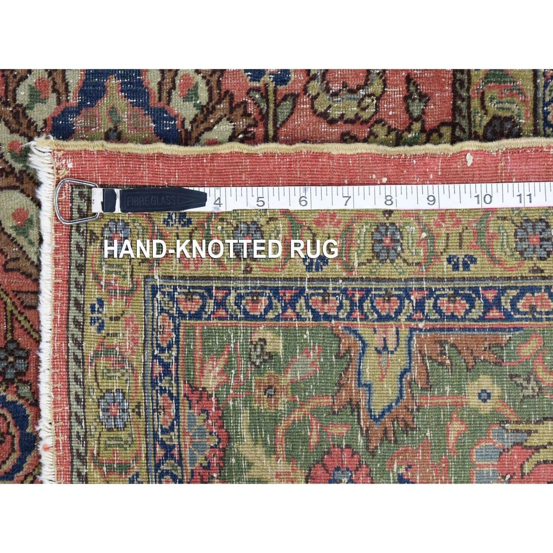 Pink Hand Knotted Antique Turkish Sivas Worn and Distressed, Wool Rug - 9