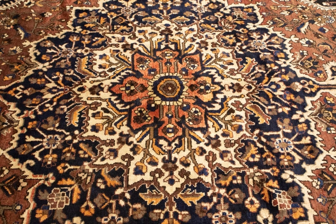 Vintage Brown Floral 10X12 Bakhtiari Persian Rug - 9