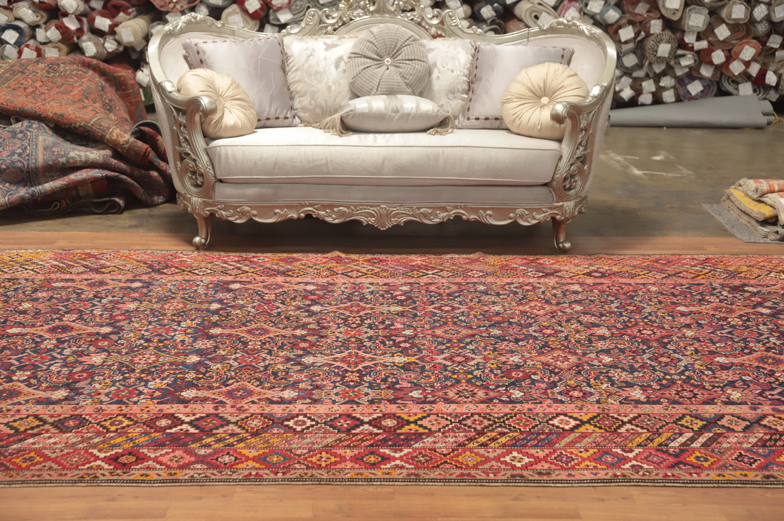 Pre-1900 Antique Kazak Vegetable Dye Large Rug 7x15 - 3