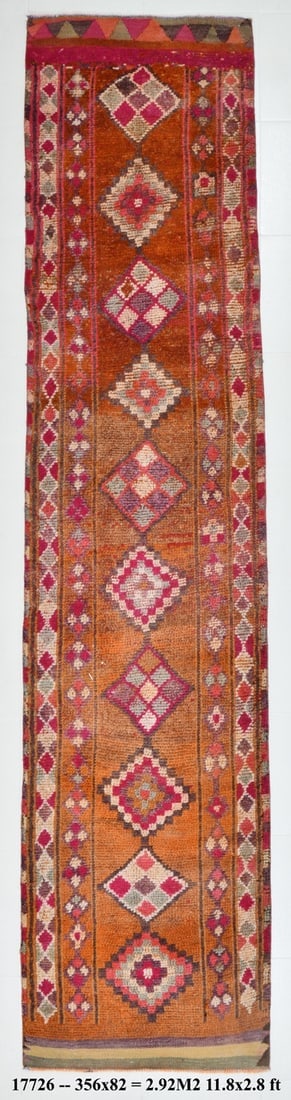 2'8'' x 11'8'' Turkish Vintage Runner Rug - 17726 (1 of 19)