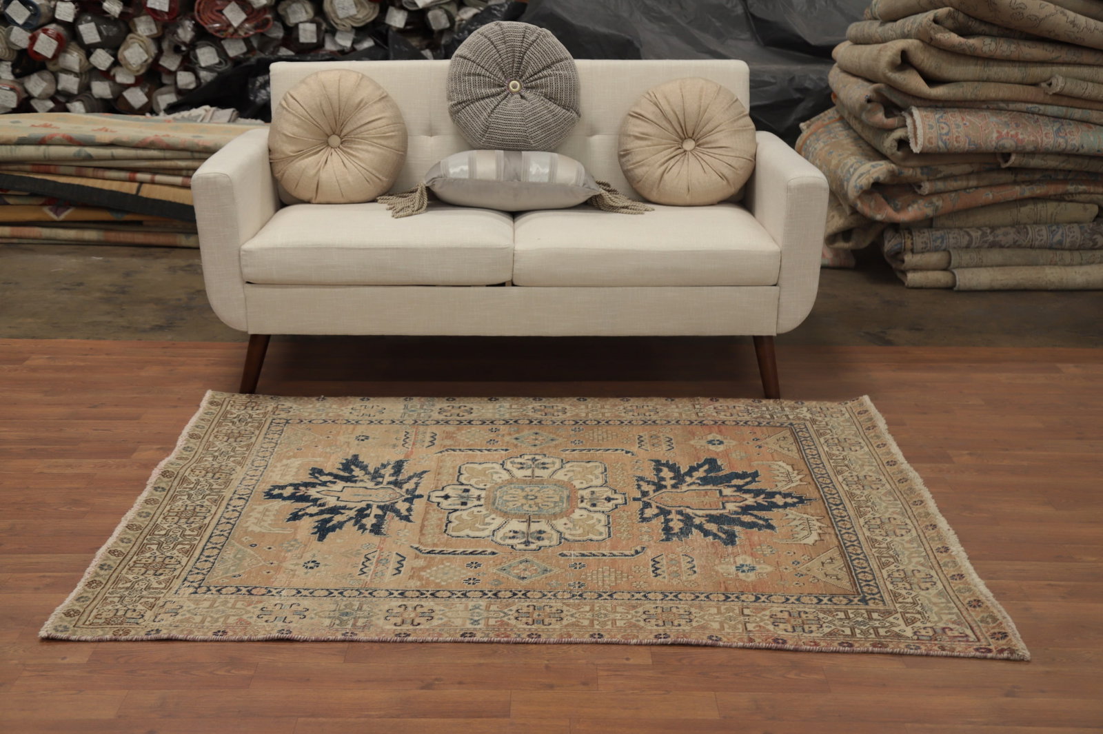 Antique Vegetable Dye Heriz Persian Rug 4x6 - 3