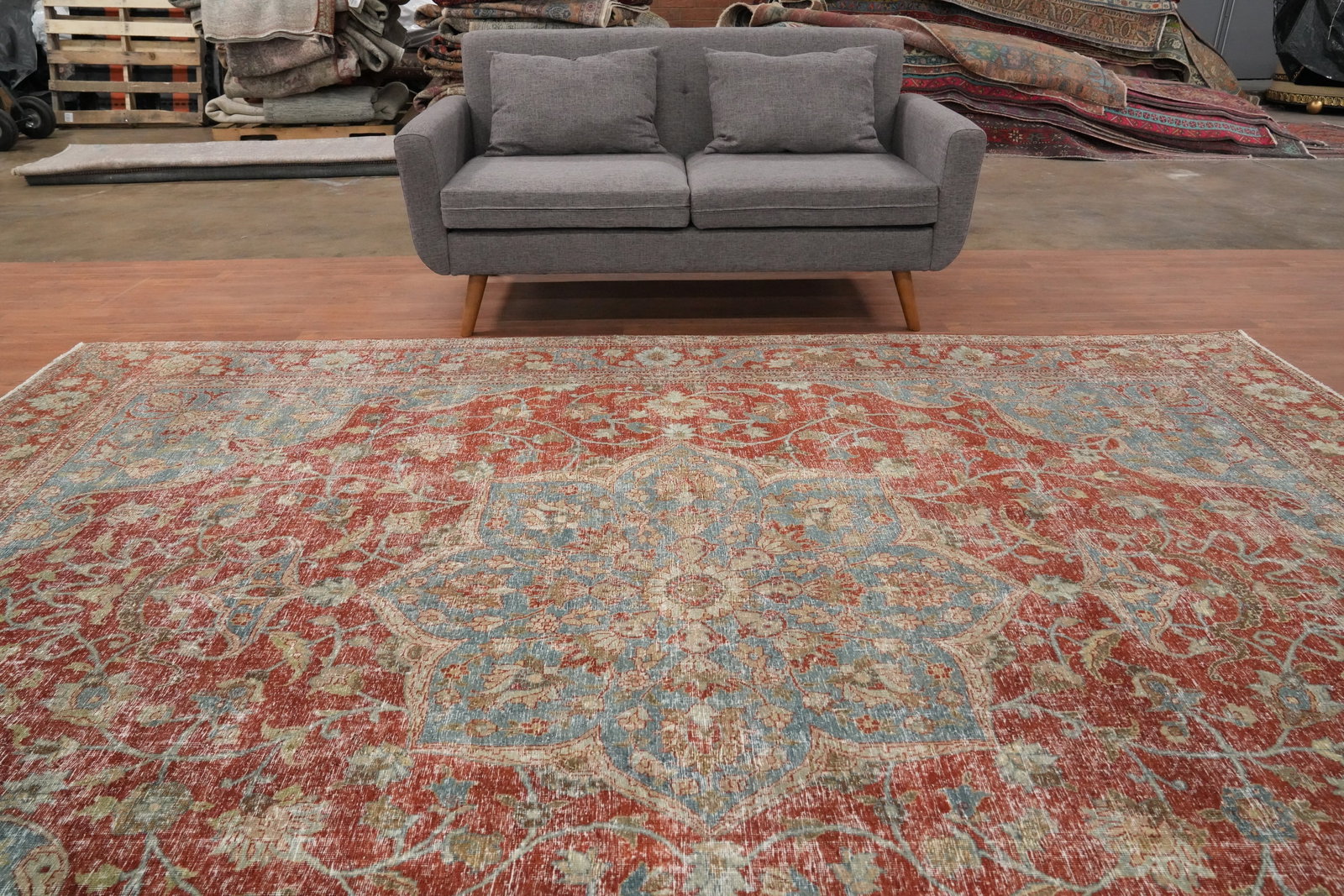Antique Vegetable Dye Sarouk Persian Area Rug 9x12 - 3