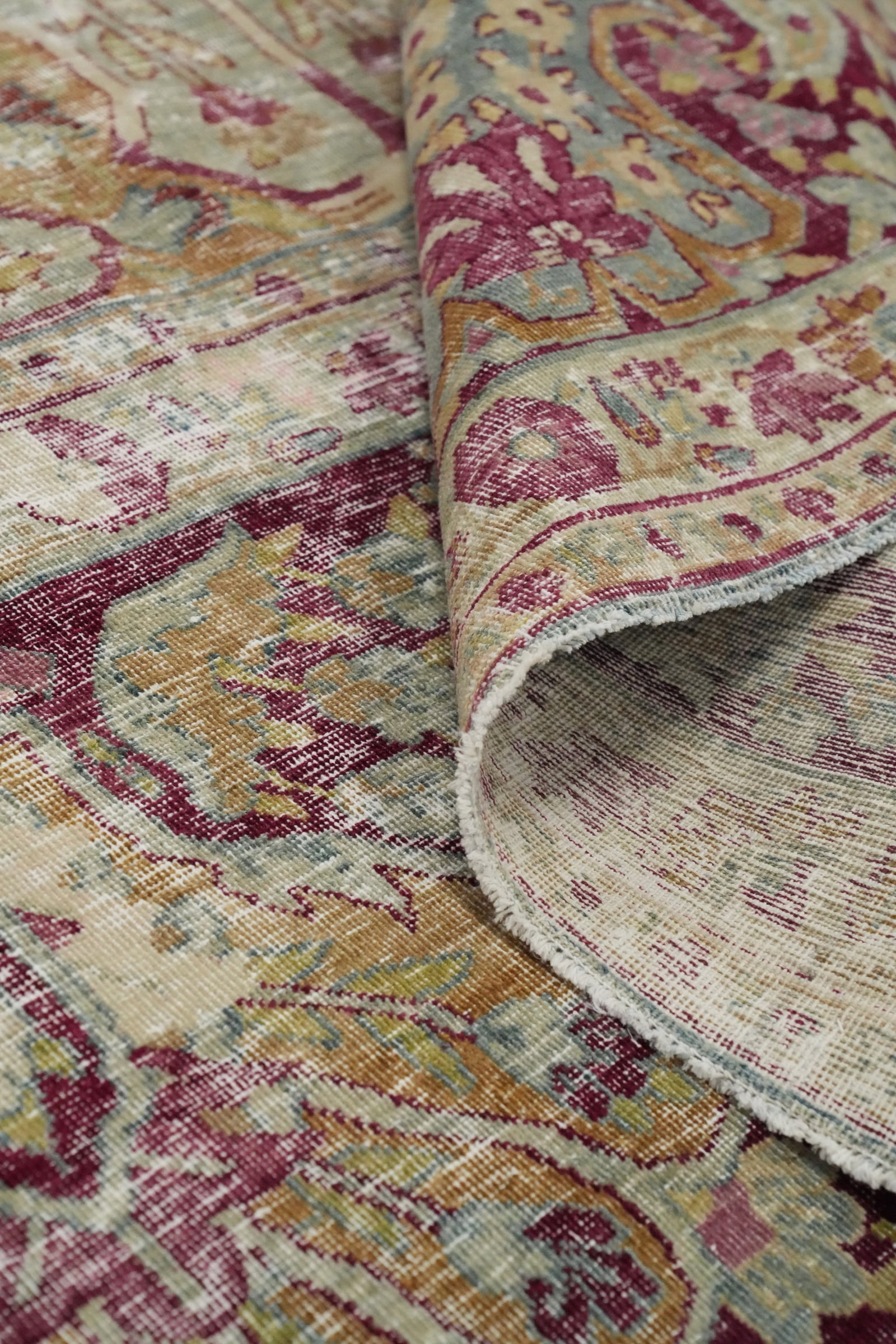 Pre-1900 Antique Kerman Ravar Vegetable Dye Persian Rug 15x20 - 12