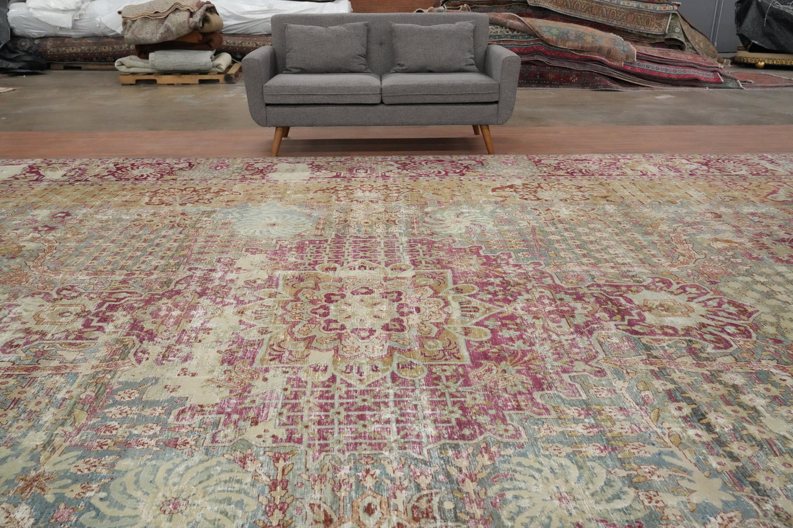 Pre-1900 Antique Kerman Ravar Vegetable Dye Persian Rug 15x20 - 3