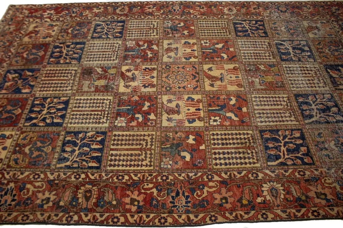 Antique Distressed Muted Tribal 7X11 Bakhtiari Persian Rug - 6