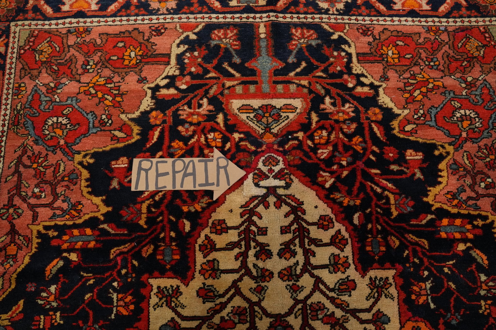 Antique Sarouk Farahan Vegetable Dye Persian Rug 5x6 - 13