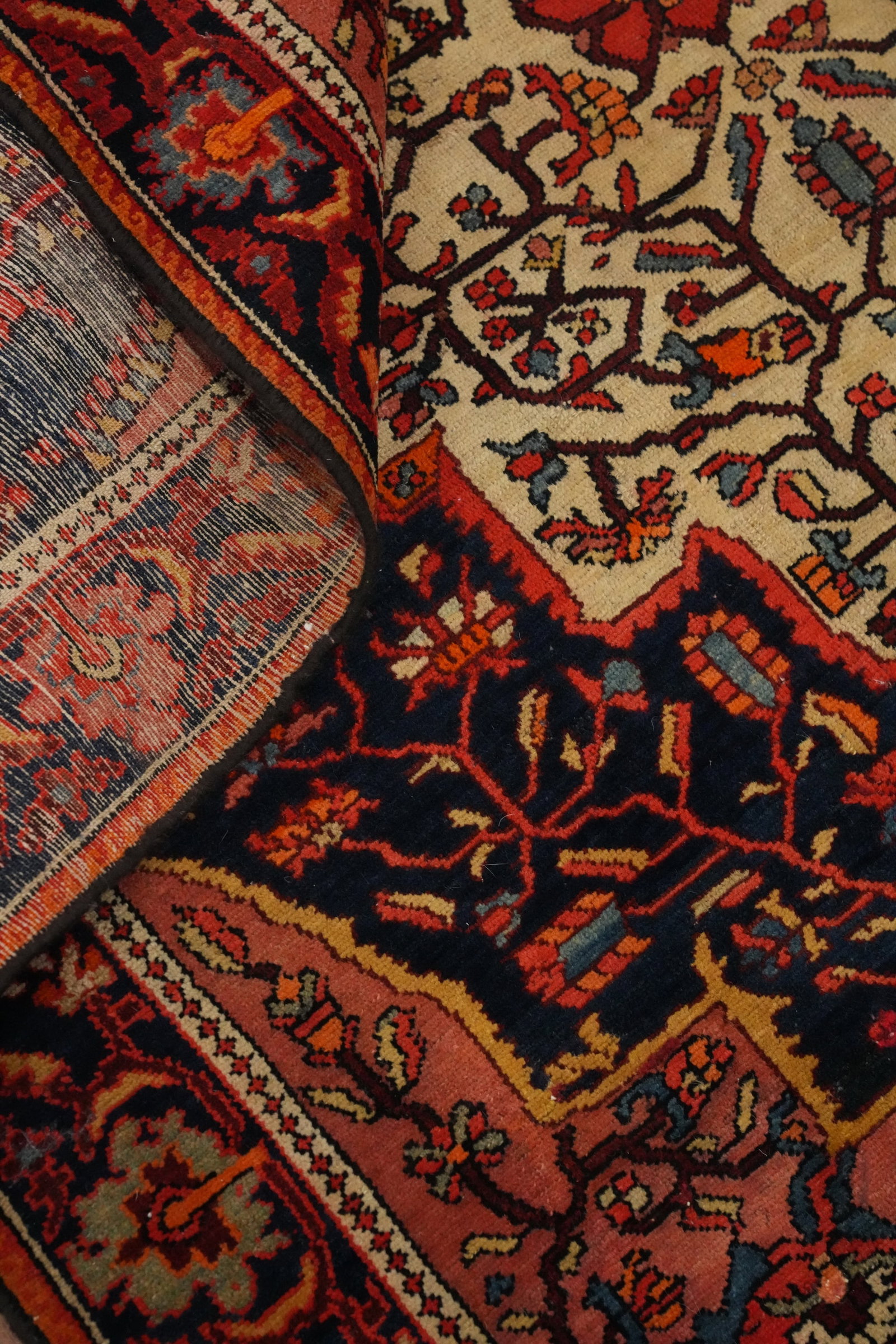 Antique Sarouk Farahan Vegetable Dye Persian Rug 5x6 - 17