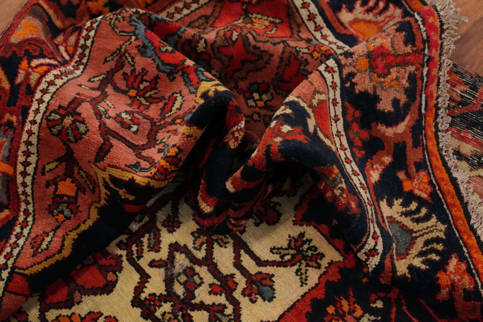 Antique Sarouk Farahan Vegetable Dye Persian Rug 5x6 - 18