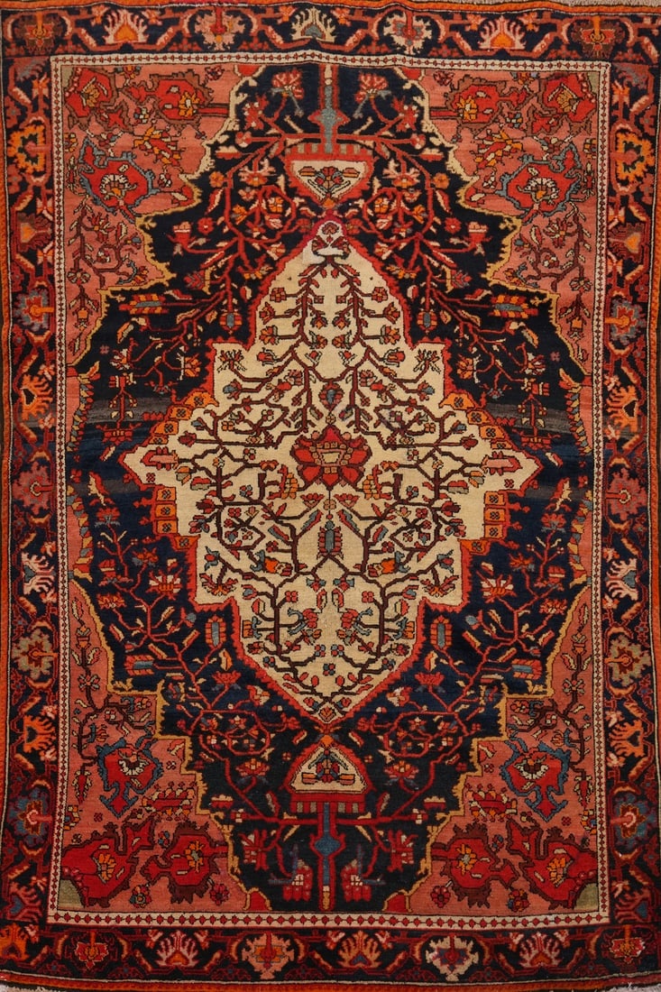Antique Sarouk Farahan Vegetable Dye Persian Rug 5x6 (1 of 19)