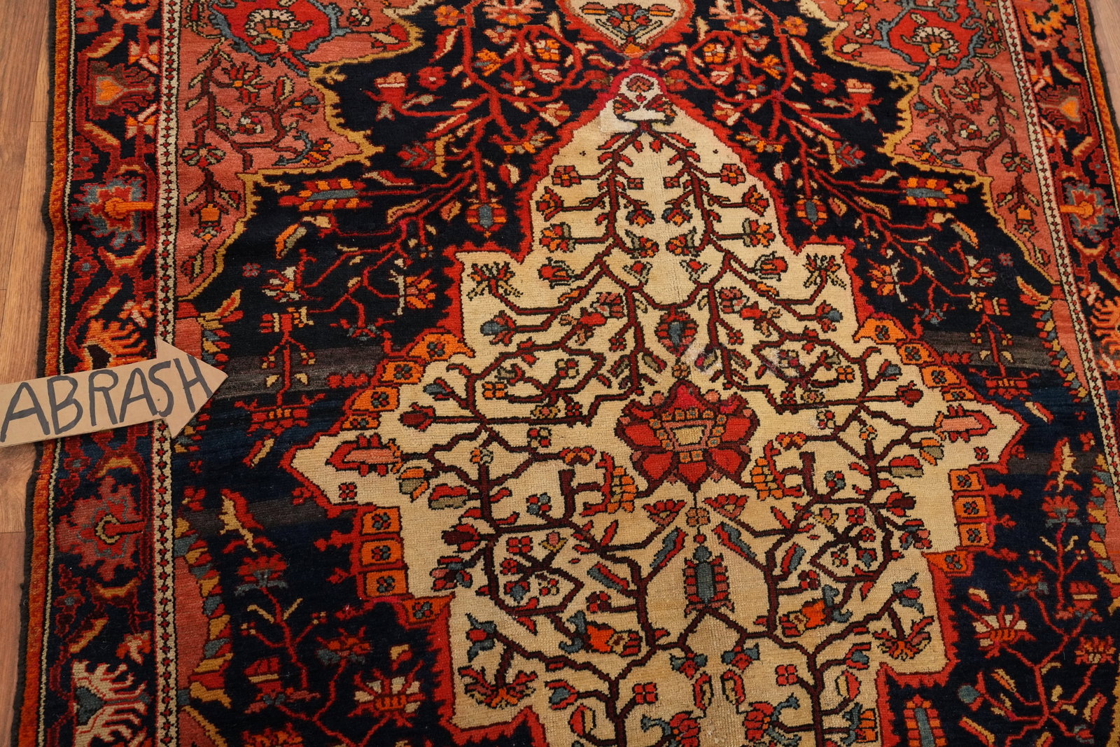 Antique Sarouk Farahan Vegetable Dye Persian Rug 5x6 - 9