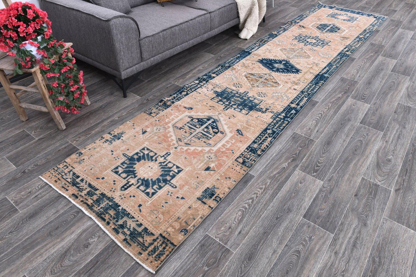 3'1'' x 14'1'' Unique Handmade Vintage Rug - 242400 - 2