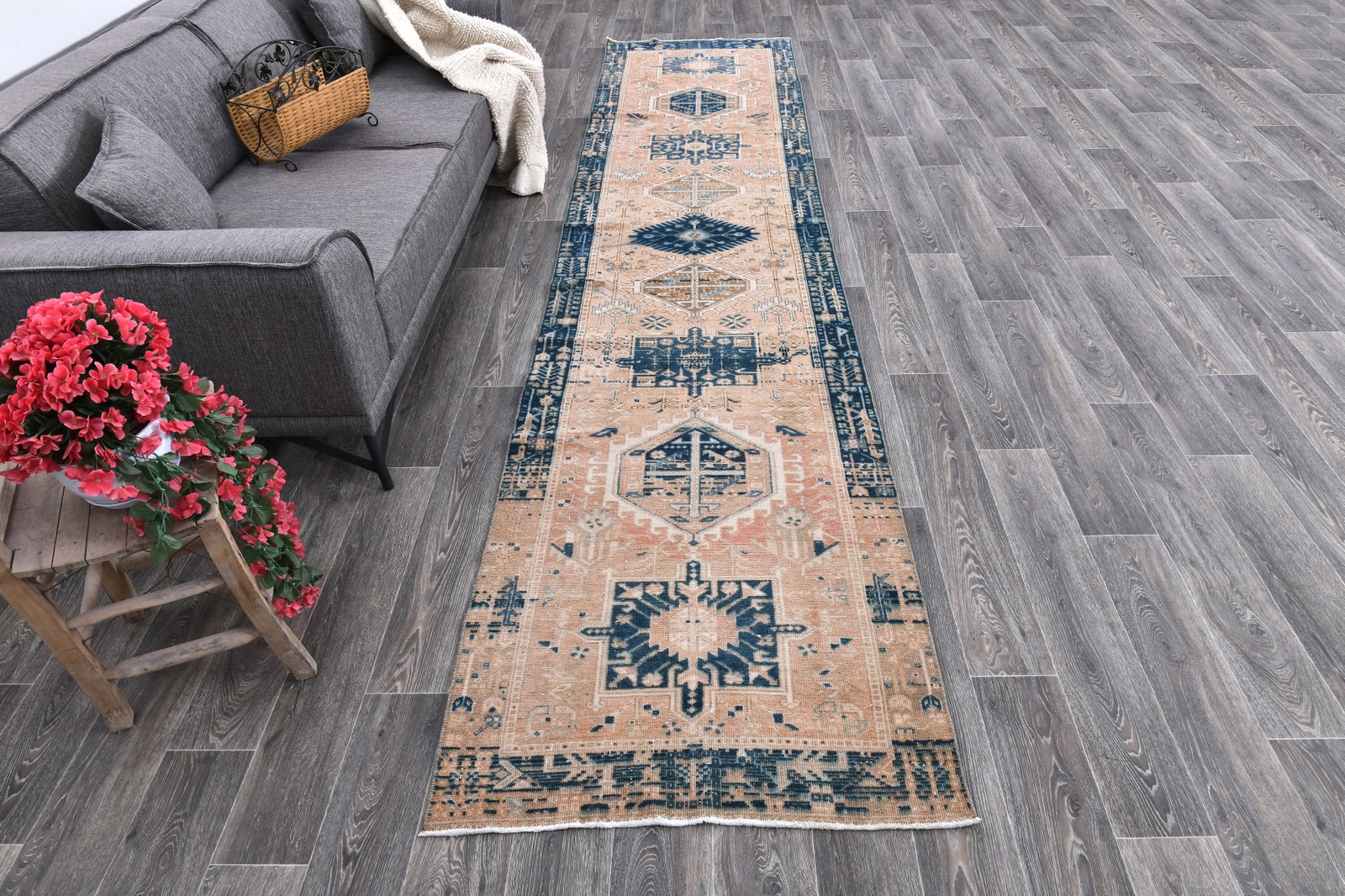 3'1'' x 14'1'' Unique Handmade Vintage Rug - 242400 - 3
