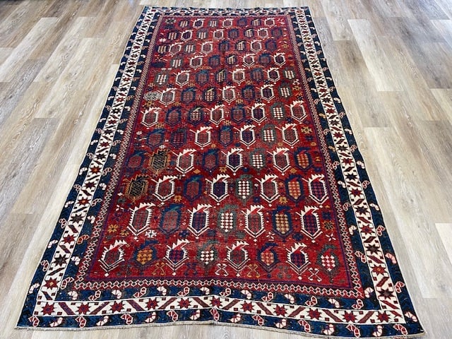 Antique Shirvan caucasian Rug-4936: Title:Antique Shirvan caucasian Rug-4936 Description:Beautiful antique shirvan Caucasian rug fron north Caucasus, size 4 ft. 7 inches by 8 ft. 3 inches, circa 1900, excellent condition withj a nice ev