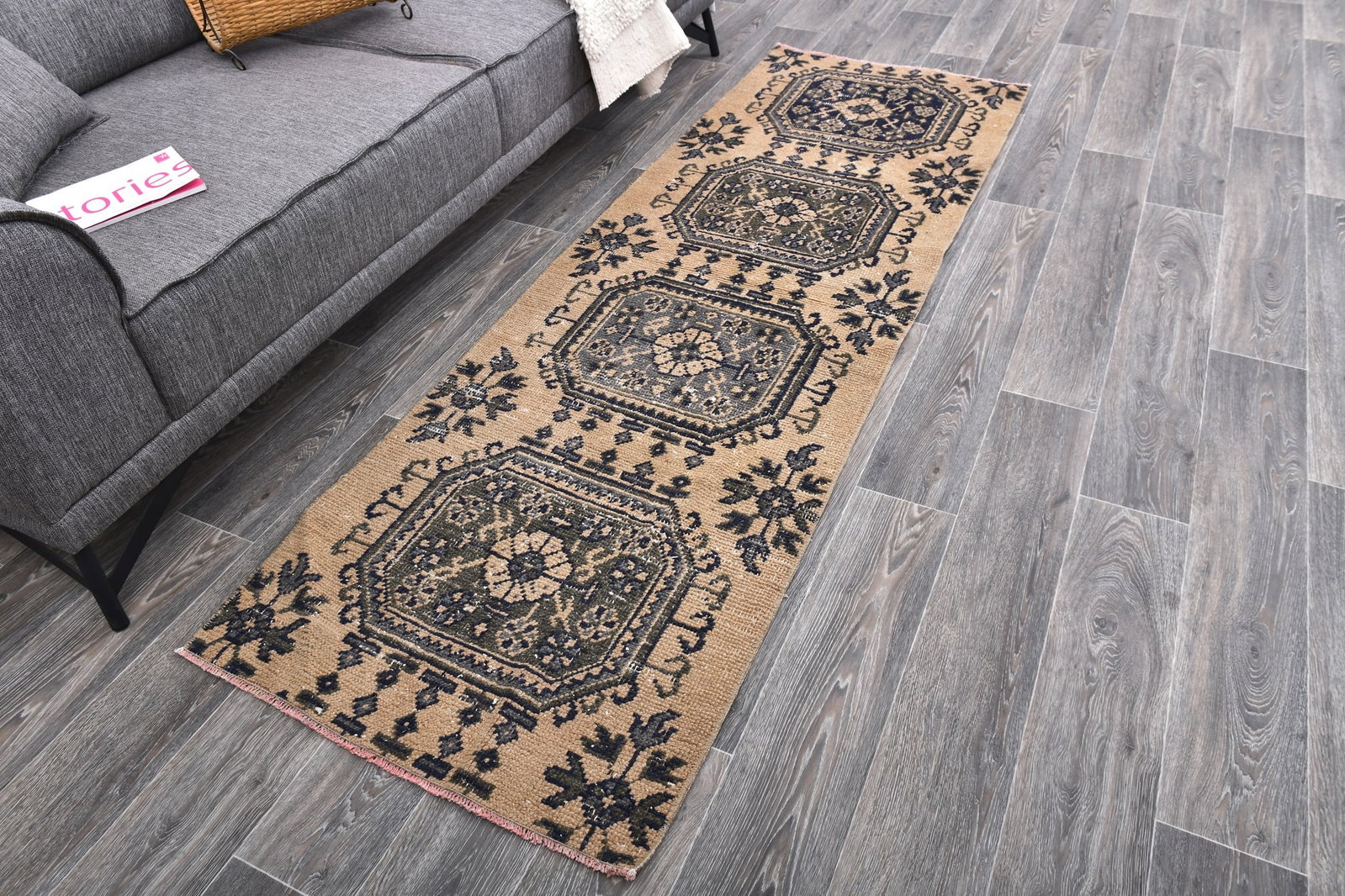2'5'' x 7'8'' Handmade Vintage Wool Rug - 243938 - 2