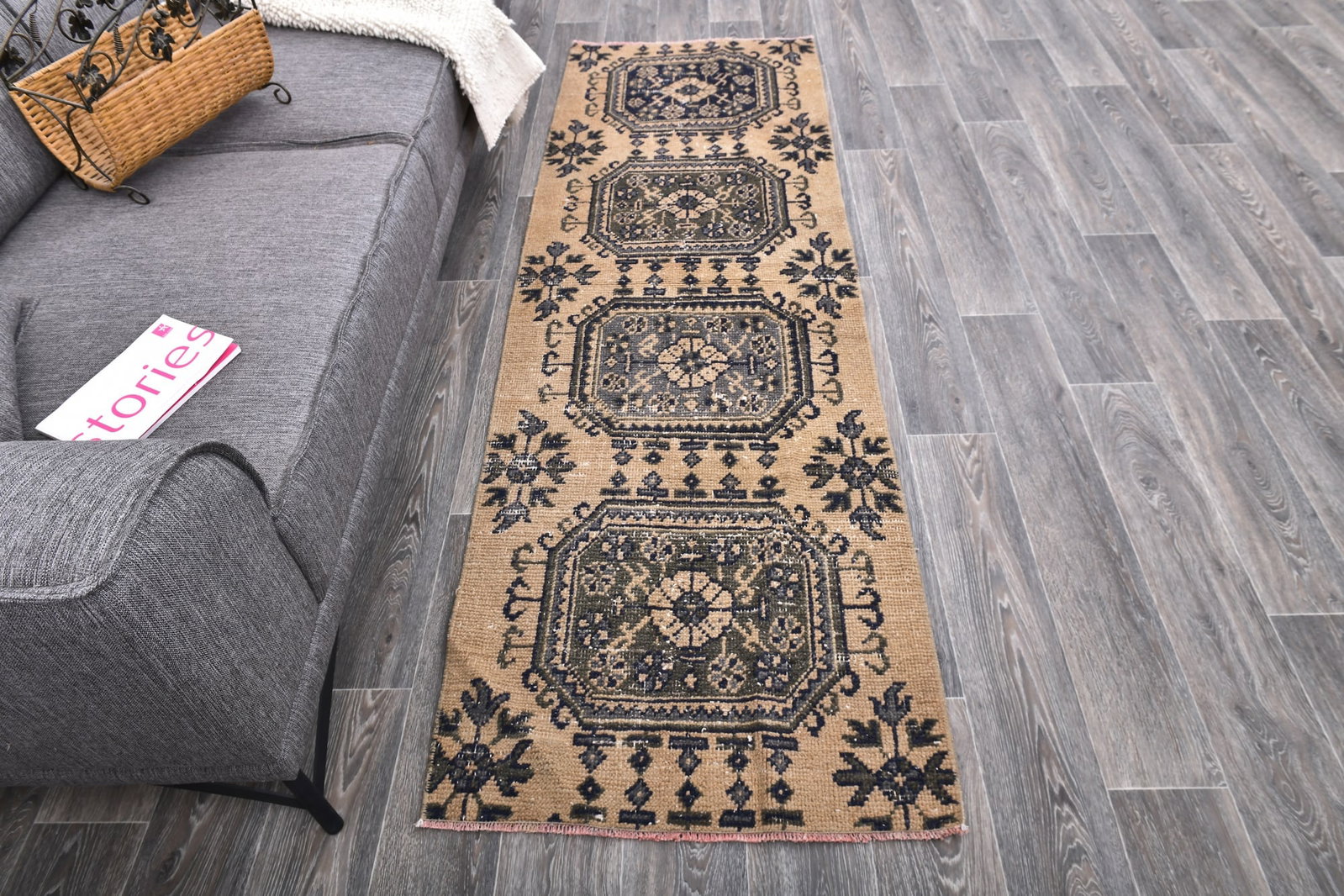 2'5'' x 7'8'' Handmade Vintage Wool Rug - 243938 - 3