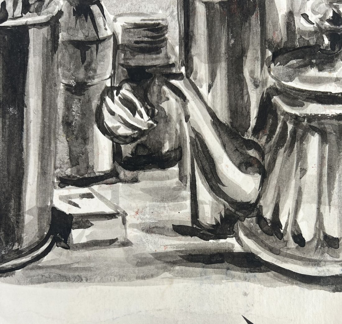 Watercolor painting Art morning brushes and tea Vadim Aksenov - 8