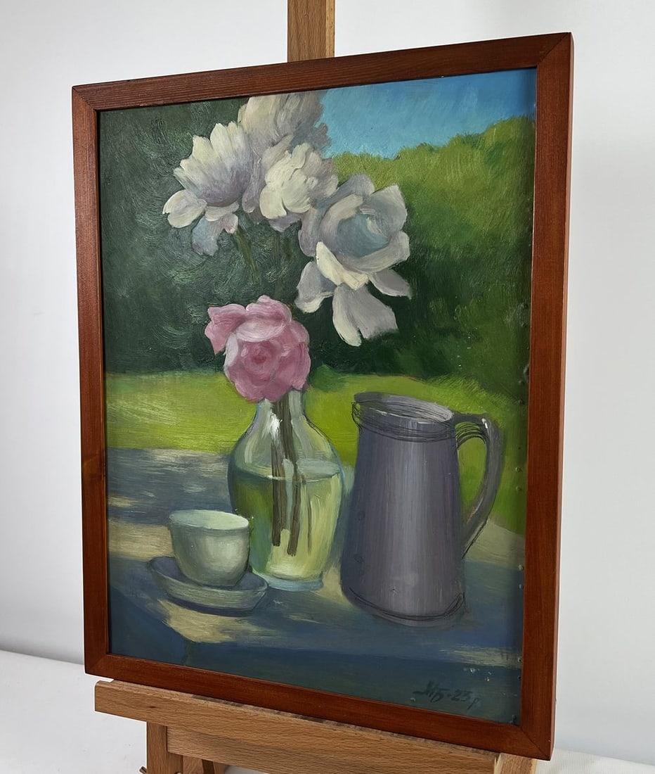 Oil painting Tea and flowers Mykhailo Burdylo - 2
