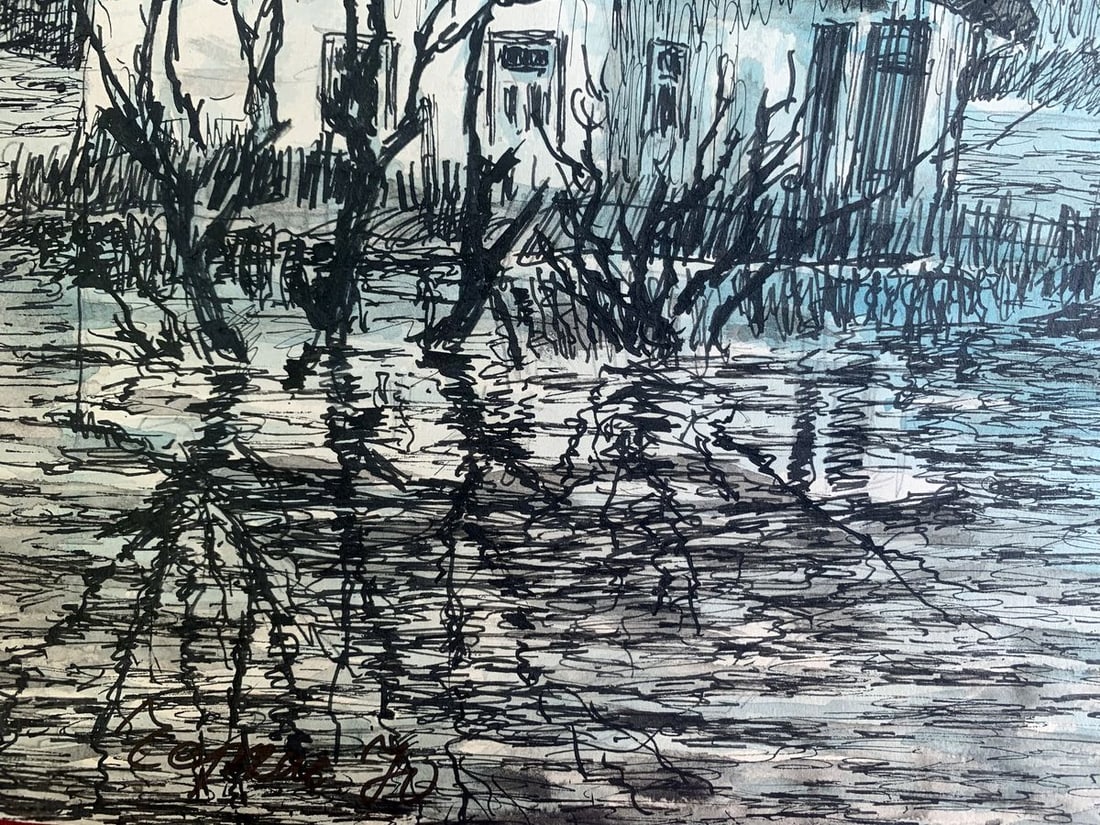 Ink painting Houses after the rain A. G. Cherkas - 3