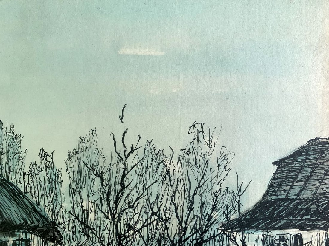 Ink painting Houses after the rain A. G. Cherkas - 4