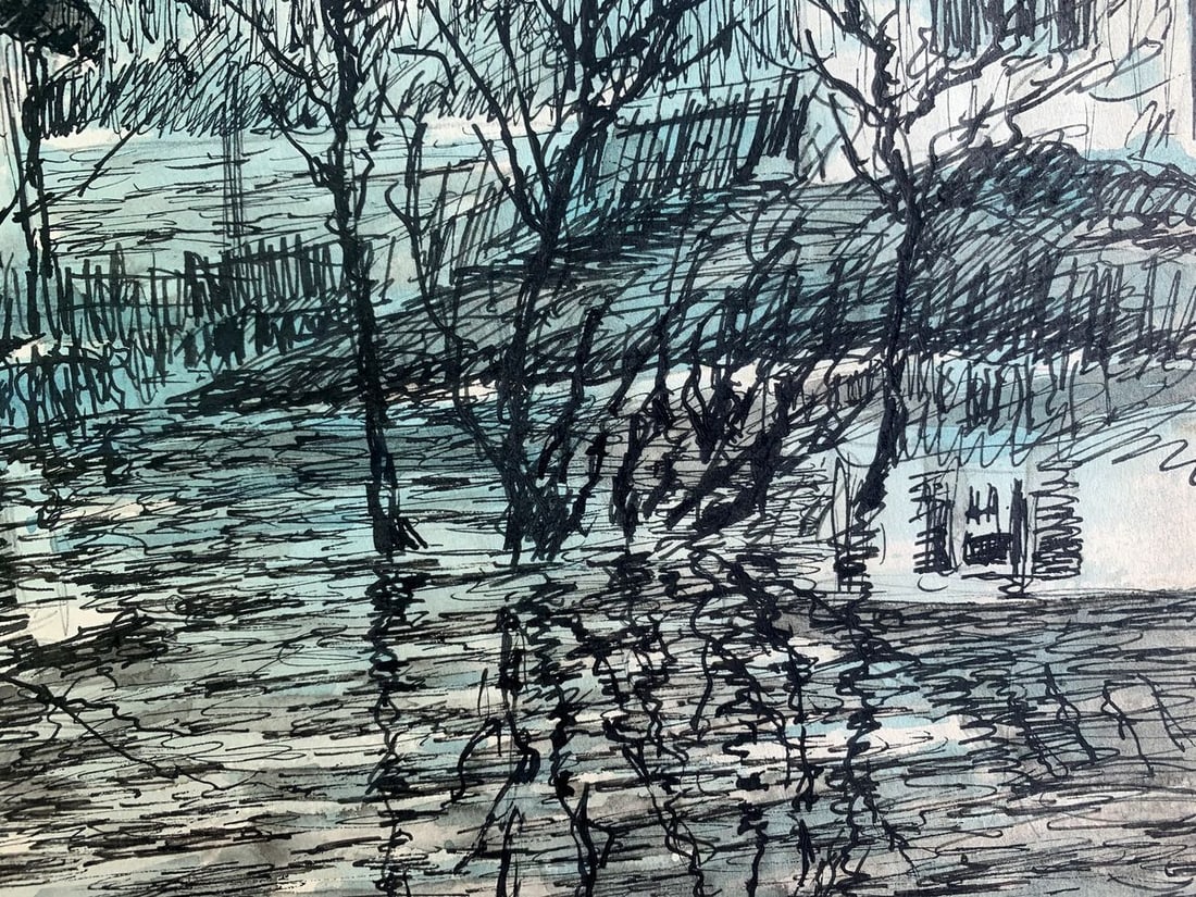 Ink painting Houses after the rain A. G. Cherkas - 5