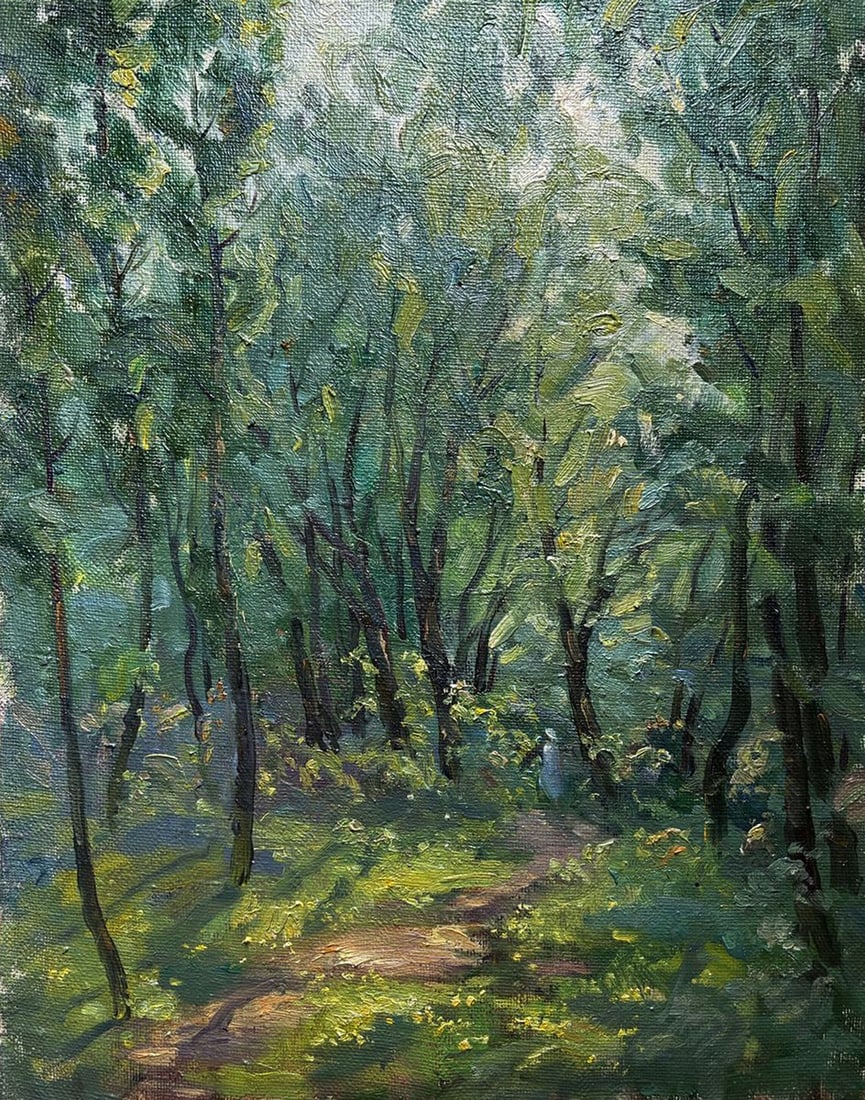 Oil painting Sunny Forest Ivan Kovalenko: NoKoval 260Oil painting Sunny Forest Ivan Kovalenko is a refined landscape that demonstrates the artist's confident command of color, light, and painterly texture. Through layered oil strokes and subt