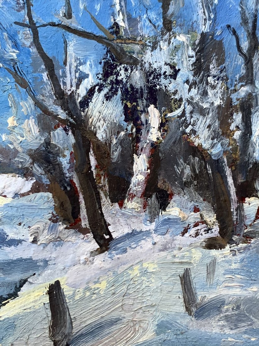 Oil painting In the night winter forest Leonid Maistrenko - 10