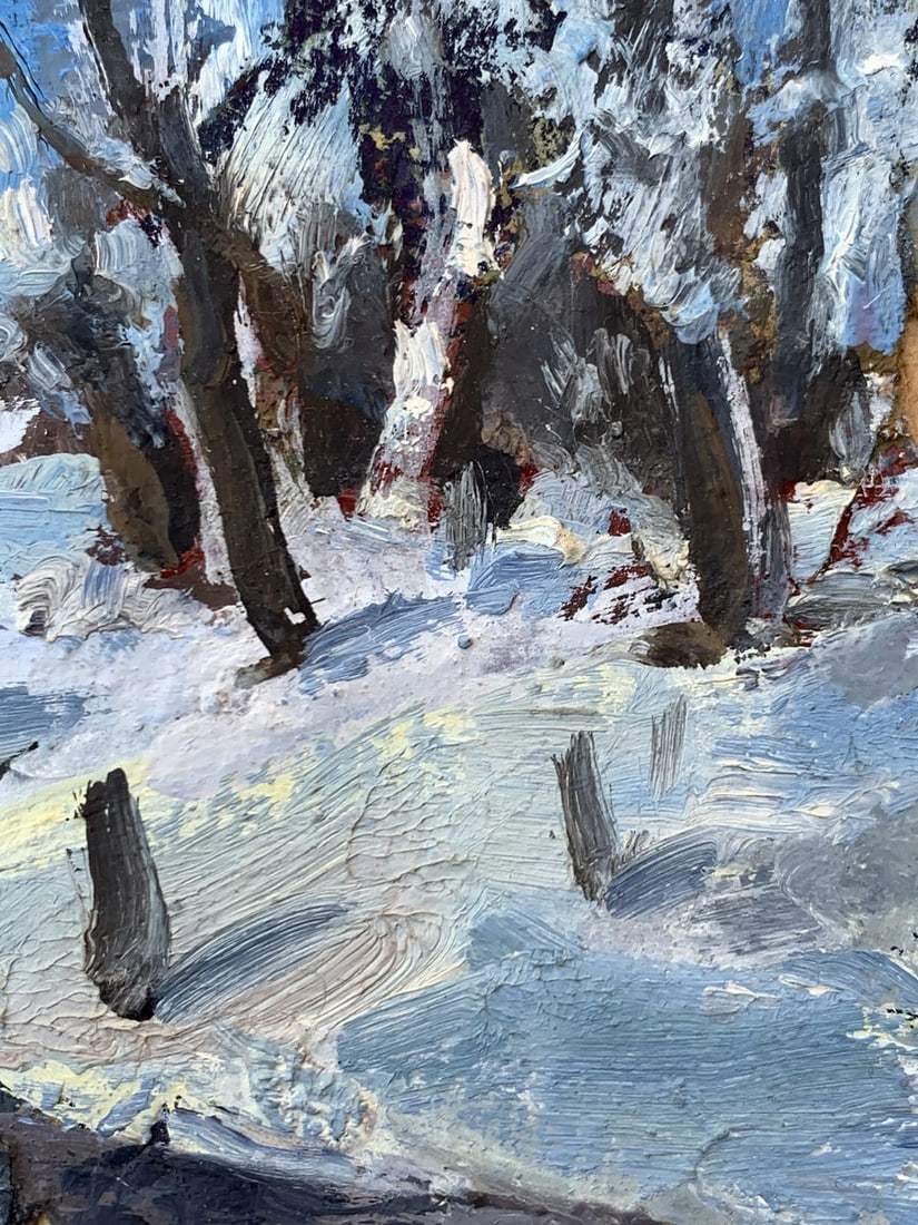 Oil painting In the night winter forest Leonid Maistrenko - 11