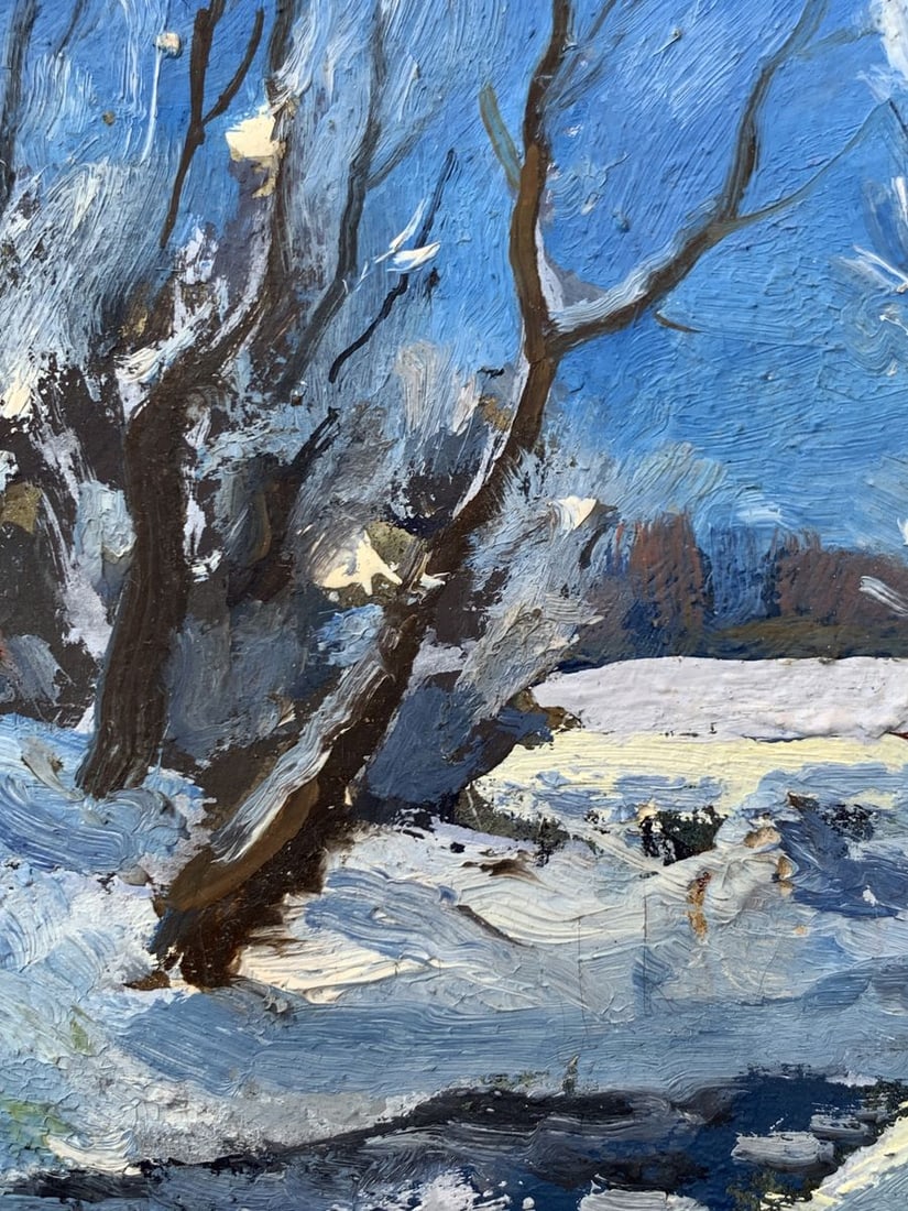 Oil painting In the night winter forest Leonid Maistrenko - 4