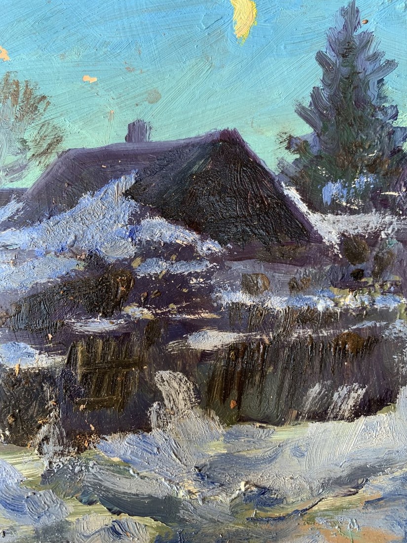 Oil painting Winter moonlit night Leonid Maistrenko - 10