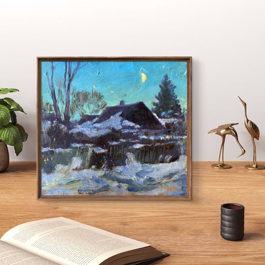 Oil painting Winter moonlit night Leonid Maistrenko - 3
