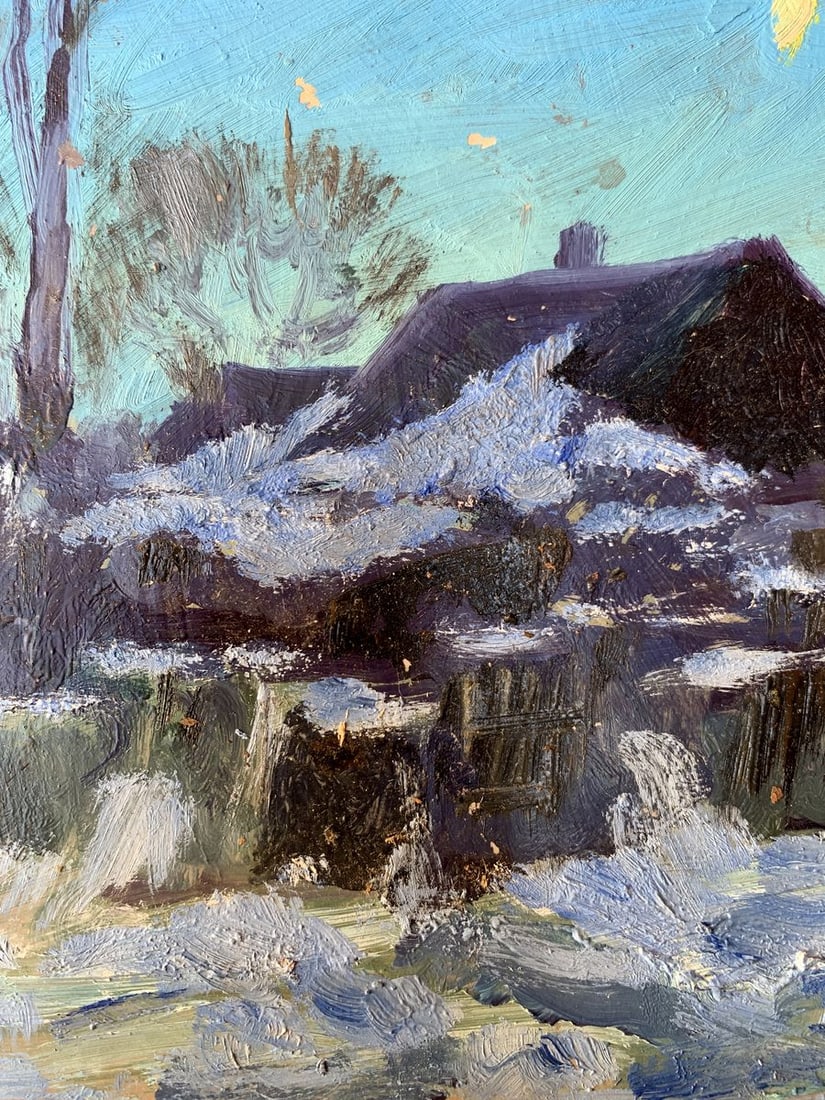 Oil painting Winter moonlit night Leonid Maistrenko - 5