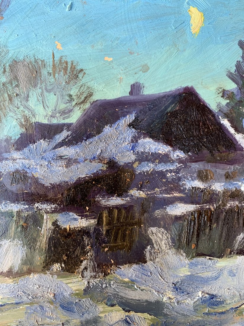 Oil painting Winter moonlit night Leonid Maistrenko - 6