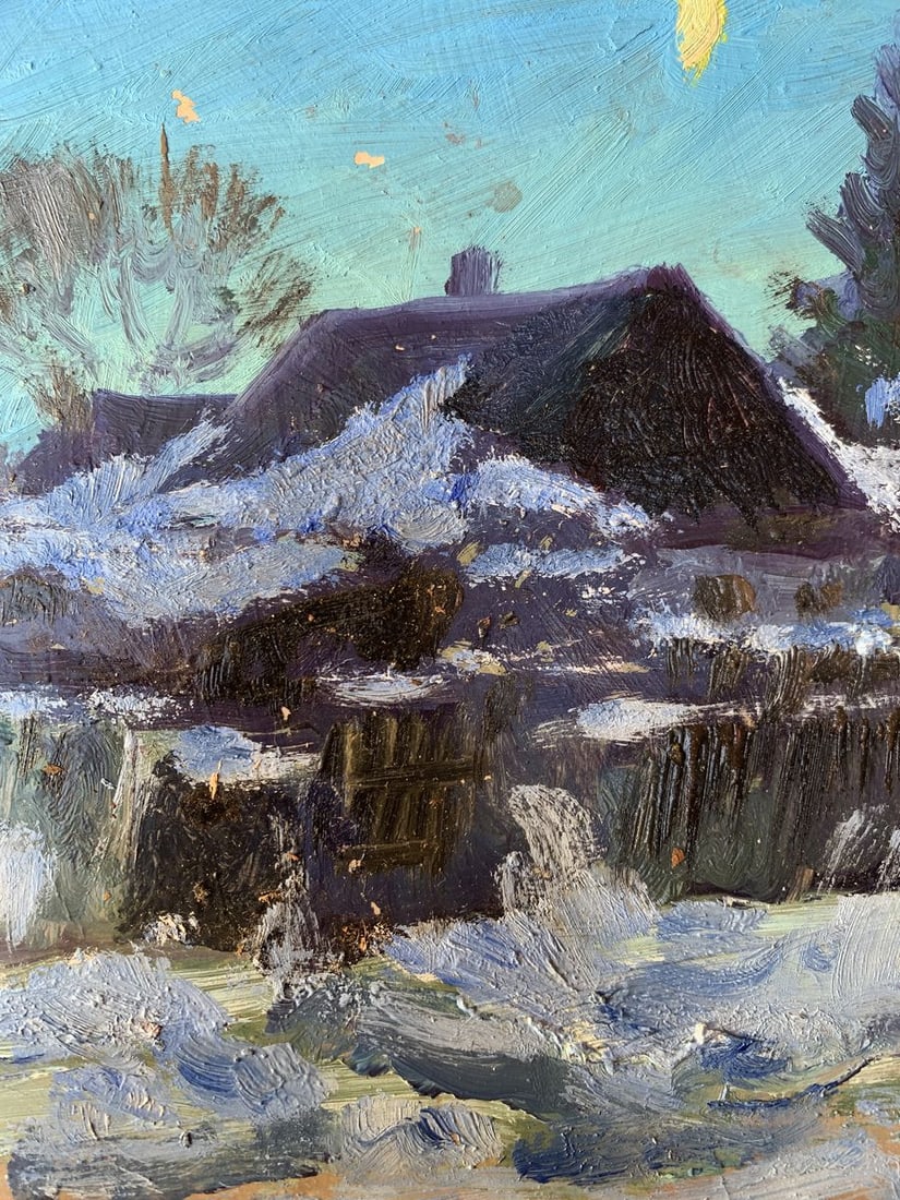 Oil painting Winter moonlit night Leonid Maistrenko - 7