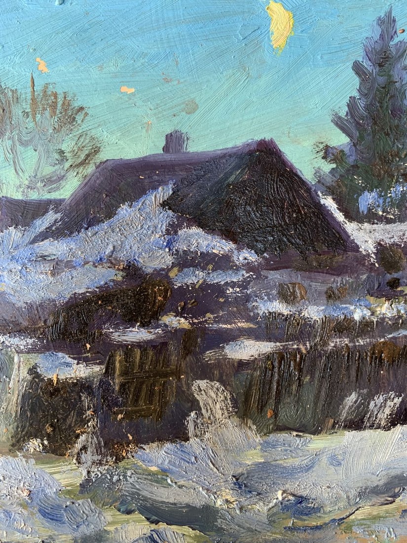 Oil painting Winter moonlit night Leonid Maistrenko - 8